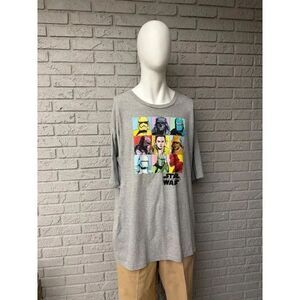 Star Wars Men’s Gray Graphic Short Sleeve T- Shirt Size 4XLT